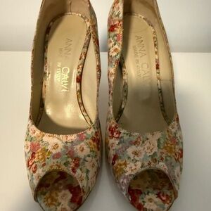 Floral Peep-Toe Heels